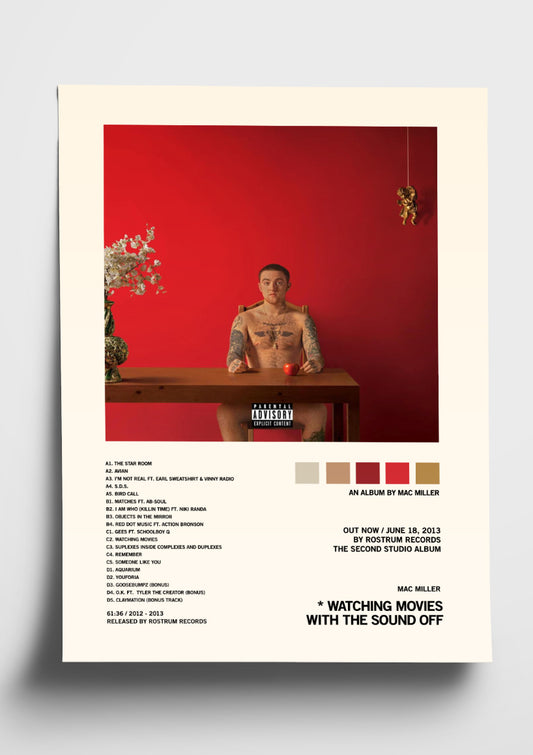 Mac Miller 'Watching Movies With The Sound Off' Album Art Tracklist Poster