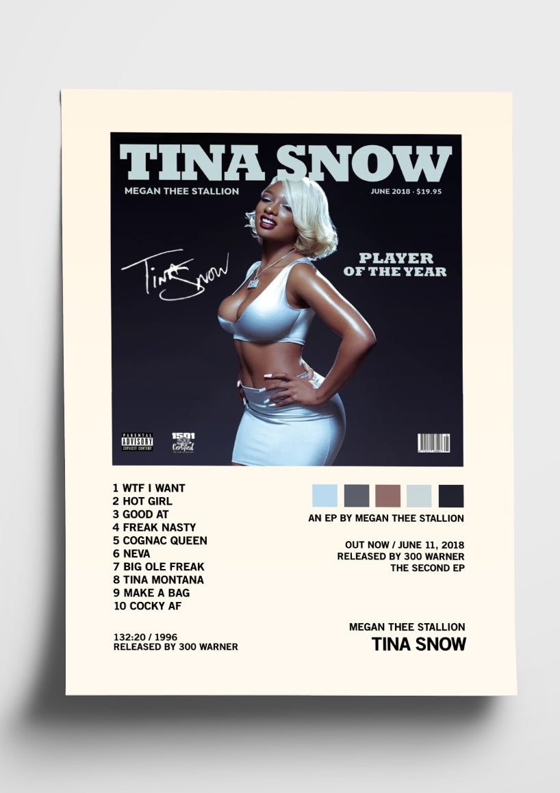Megan Thee Stallion 'Tina Snow' Album Art Tracklist Poster