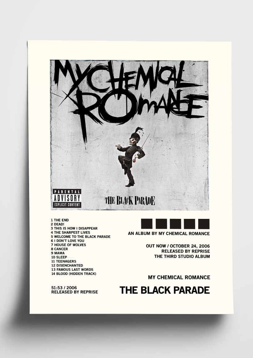 My Chemical Romance 'The Black Parade' Album Art Tracklist Poster