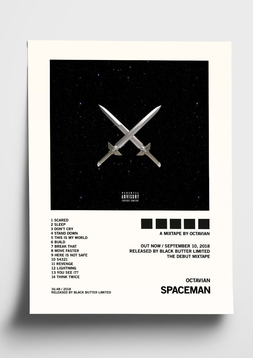 Octavian 'Spaceman' Album Art Tracklist Poster – The Indie Planet