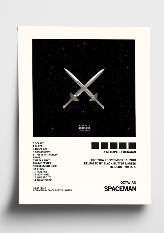 Octavian 'Spaceman' Album Art Tracklist Poster