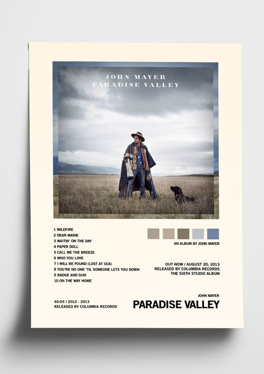 John Mayer 'Paradise Valley' Album Art Tracklist Poster