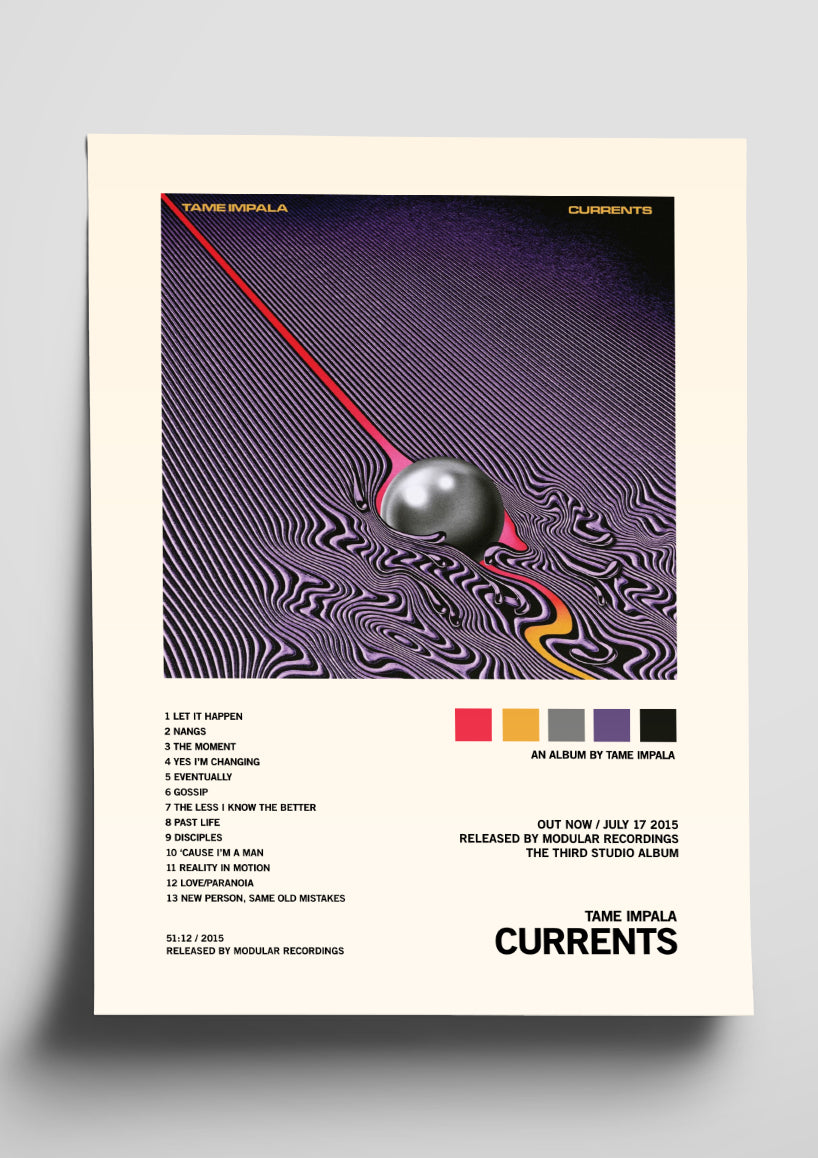 Currents Cd Tame Impala 'Currents' Album Art Tracklist Poster – The Indie Planet