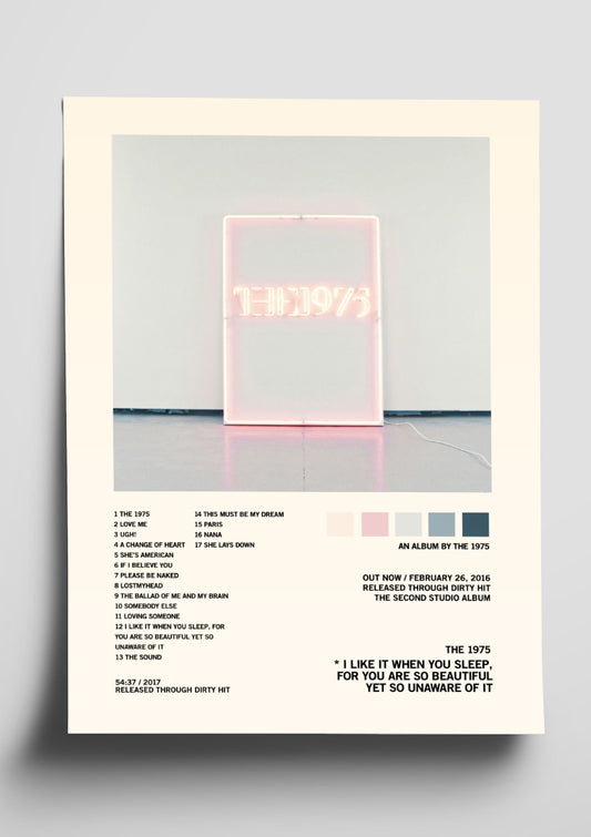 The 1975 'I Like It When You Sleep' Tracklist Poster