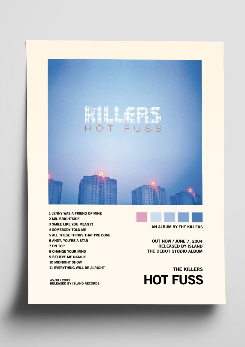 The Killeres 'Hot Fuss' Album Art Tracklist Poster