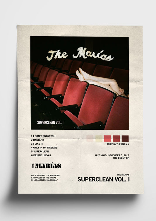 The Marias 'Superclean Vol. I' Album Art Tracklist Poster