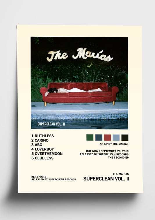 The Marias 'Superclean Vol. II' Album Art Tracklist Poster