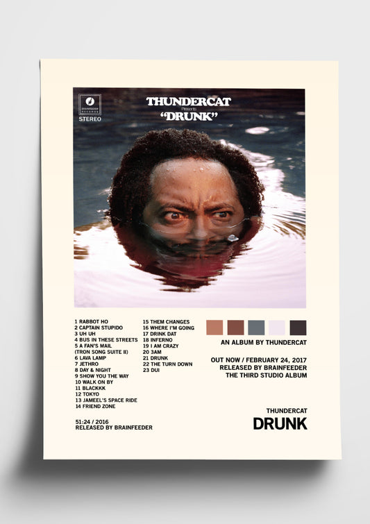 Thundercat 'Drunk' Album Art Tracklist Poster