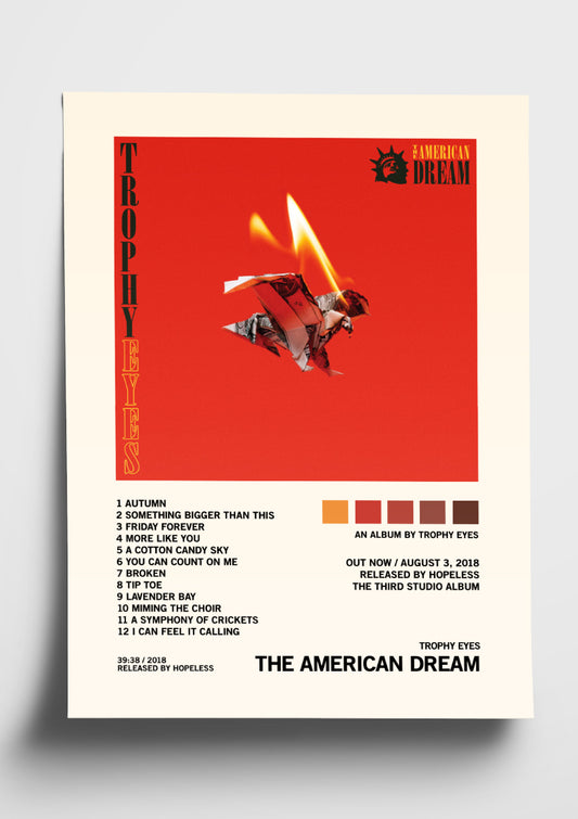 Trophy Eyes 'The American Dream' Album Art Tracklist Poster