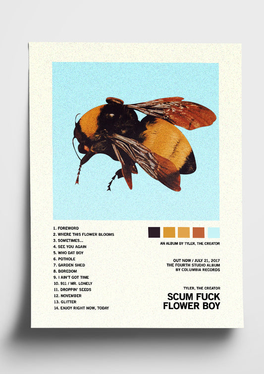 Tyler, the Creator 'Scum Fuck, Flower Boy' Album Art Tracklist Poster