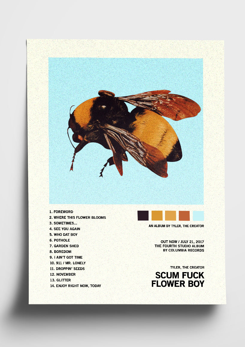 Tyler, the Creator 'Scum Fuck, Flower Boy' Album Art Tracklist Poster